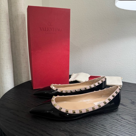 Valentino Garavani Shoes - Valentino Garavani Rockstud Ballet Flats Patent Black 38